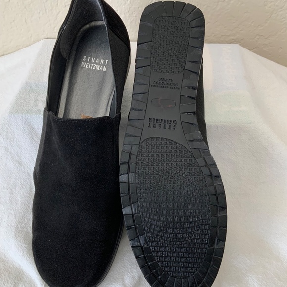 Stuart Weitzman Leather Shoes Suede Wedge Black Size 8.5 - Picture 4 of 13